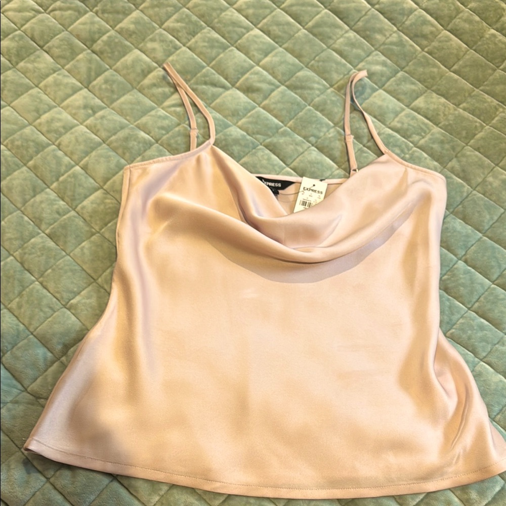 NWT Express Women's Pink Satin Cowl Neck Top size small